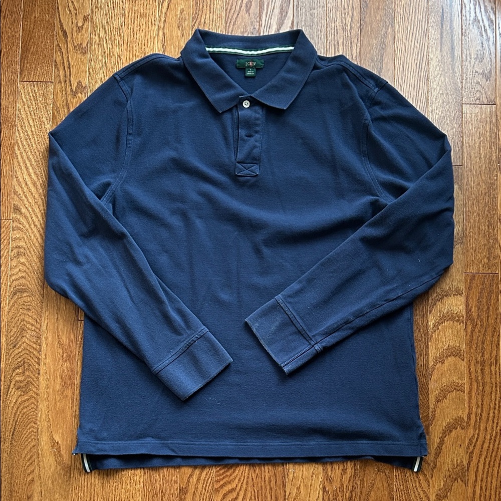J. Crew Dark Blue Long-Sleeve Polo